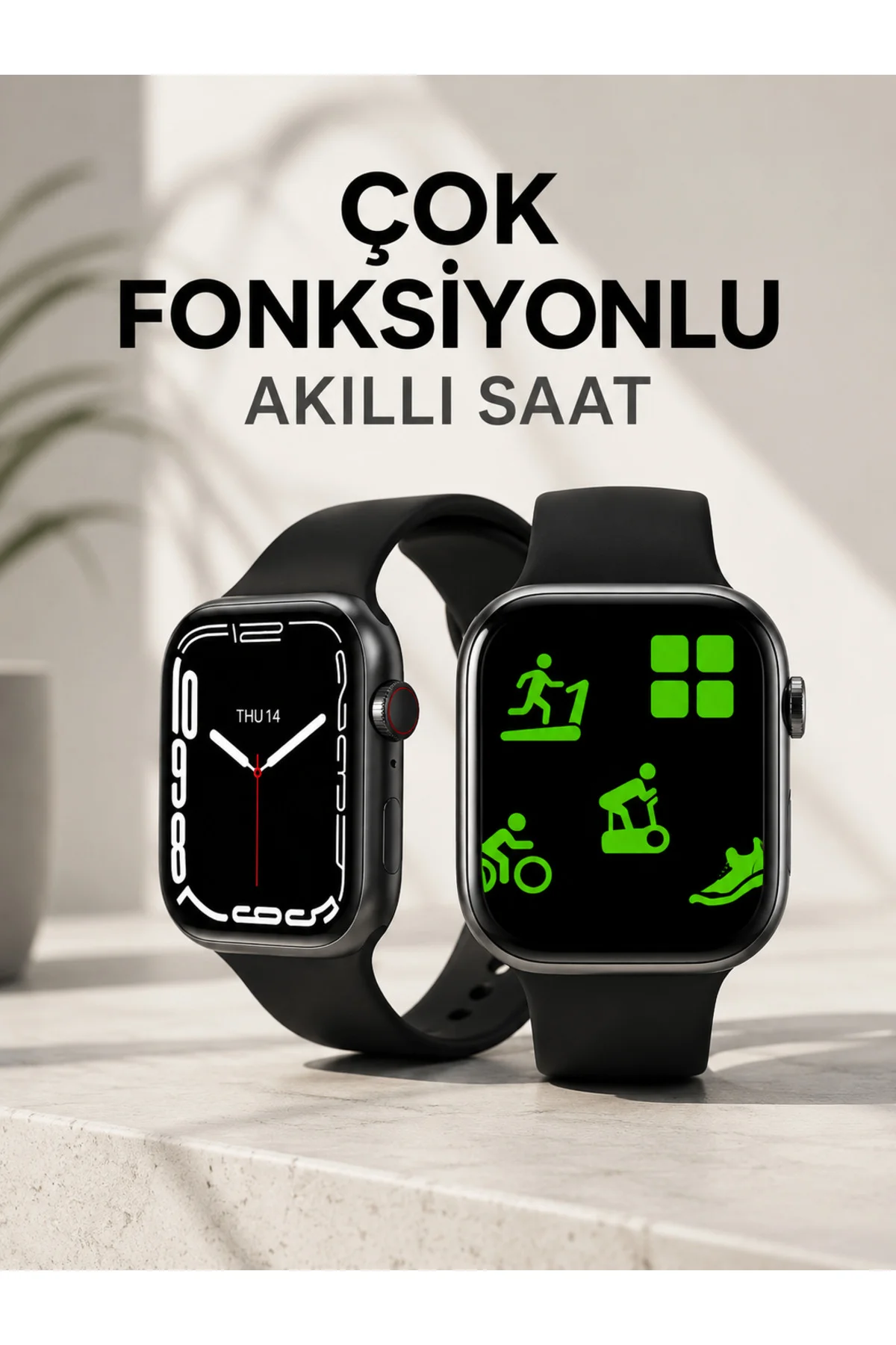 Akıllı Saat Tema Değiştirme Uyku ve Sağlık Takibi Sesli Asistan B