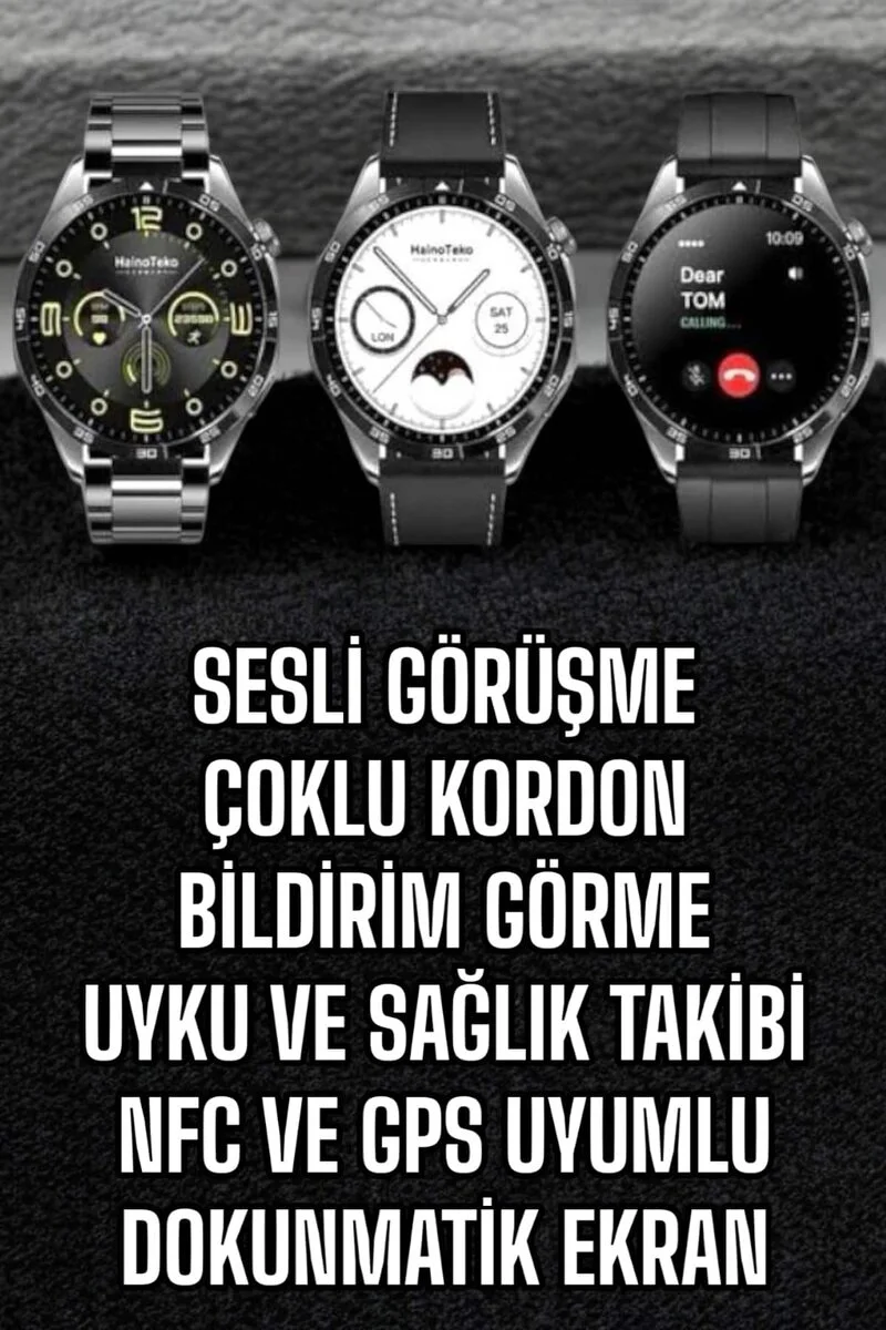 Akıllı Saat - Titreşimli Pusula, Nabız & Tansiyon Ölçer, NFC Uyumlu, Sesli Görüşme ve Uzun Pil Ömrü