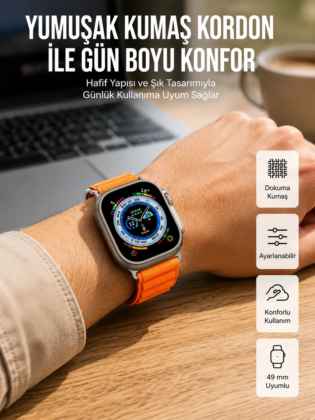 Akıllı Saat Ultra Android &amp; İOS Uyumlu Arama Bildirim Özellikli