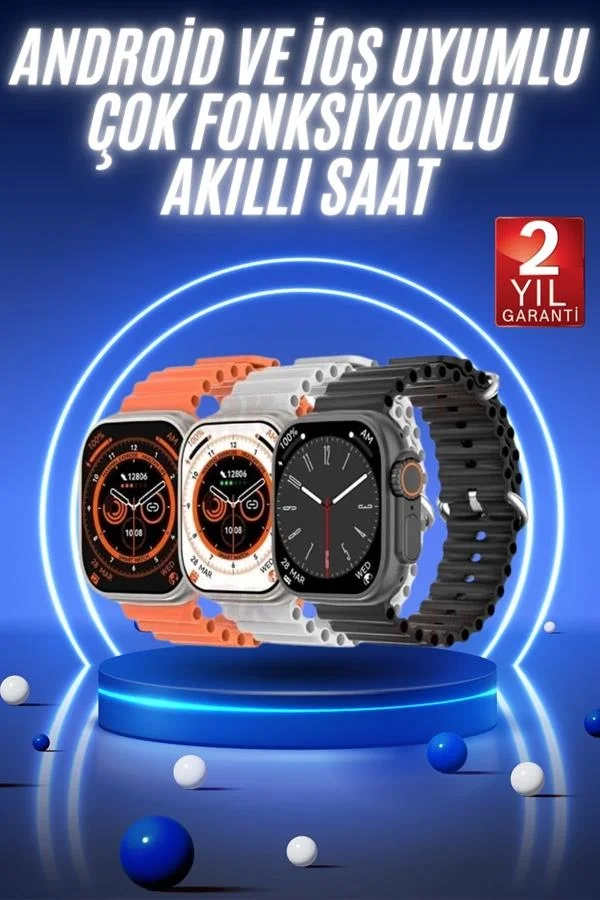Akıllı Saat Ultra Android &amp; İOS Uyumlu Arama Bildirim Özellikli