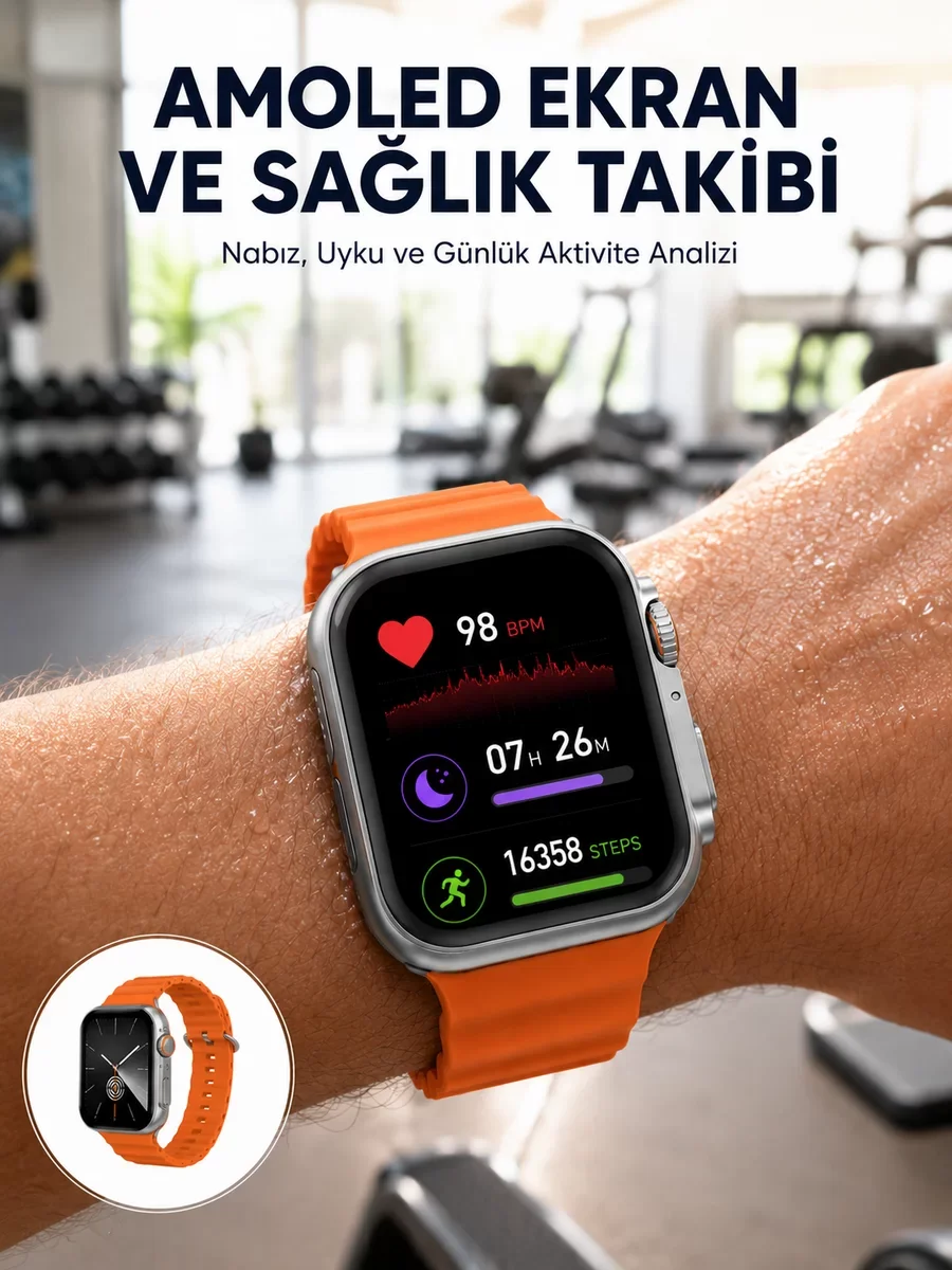 Akıllı Saat Unisex Titanyum Kasa 47mm Amoled Ekran GPS ve Sesli Görüşme