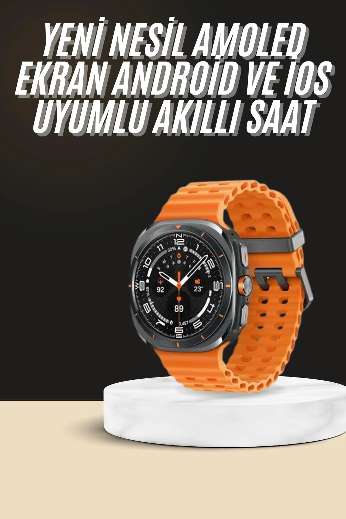 Akıllı Saat Unısex Zarif Görünümlü Titanyum Kasa Amoled Ekran Müz