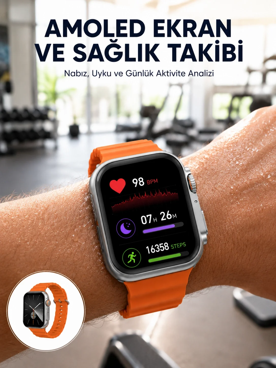 Akıllı Saat Unısex Zarif Görünümlü Titanyum Kasa Amoled Ekran Müz