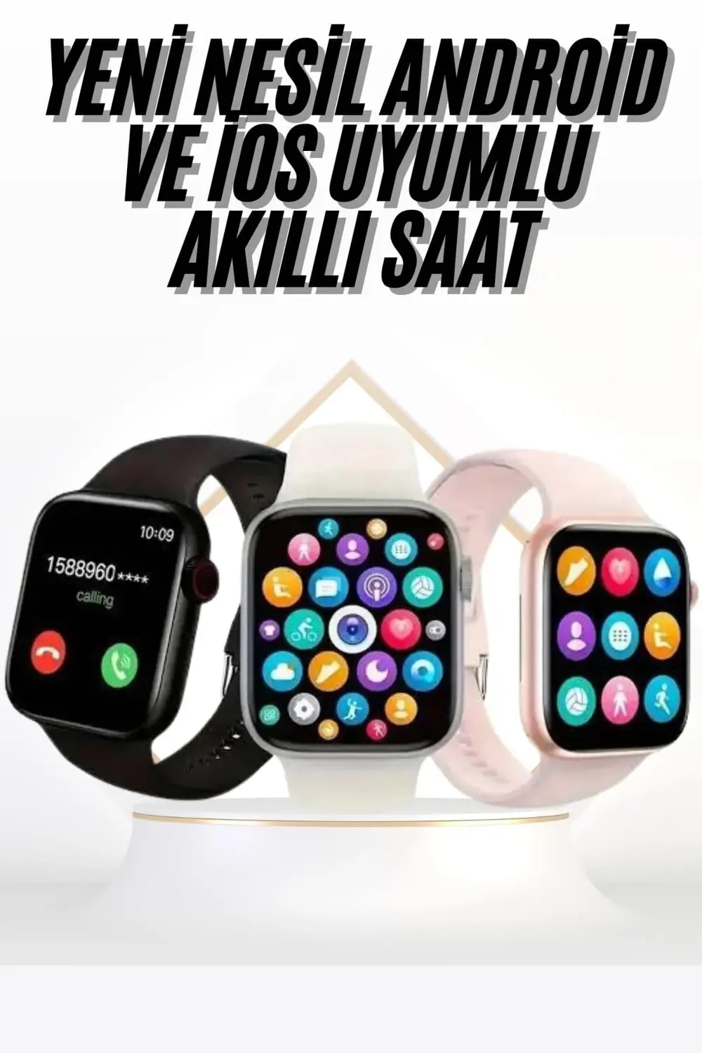 Akıllı Saat Uyku ve Sağlık Takibi Arama Cevaplama 44 MM Amoled Ek