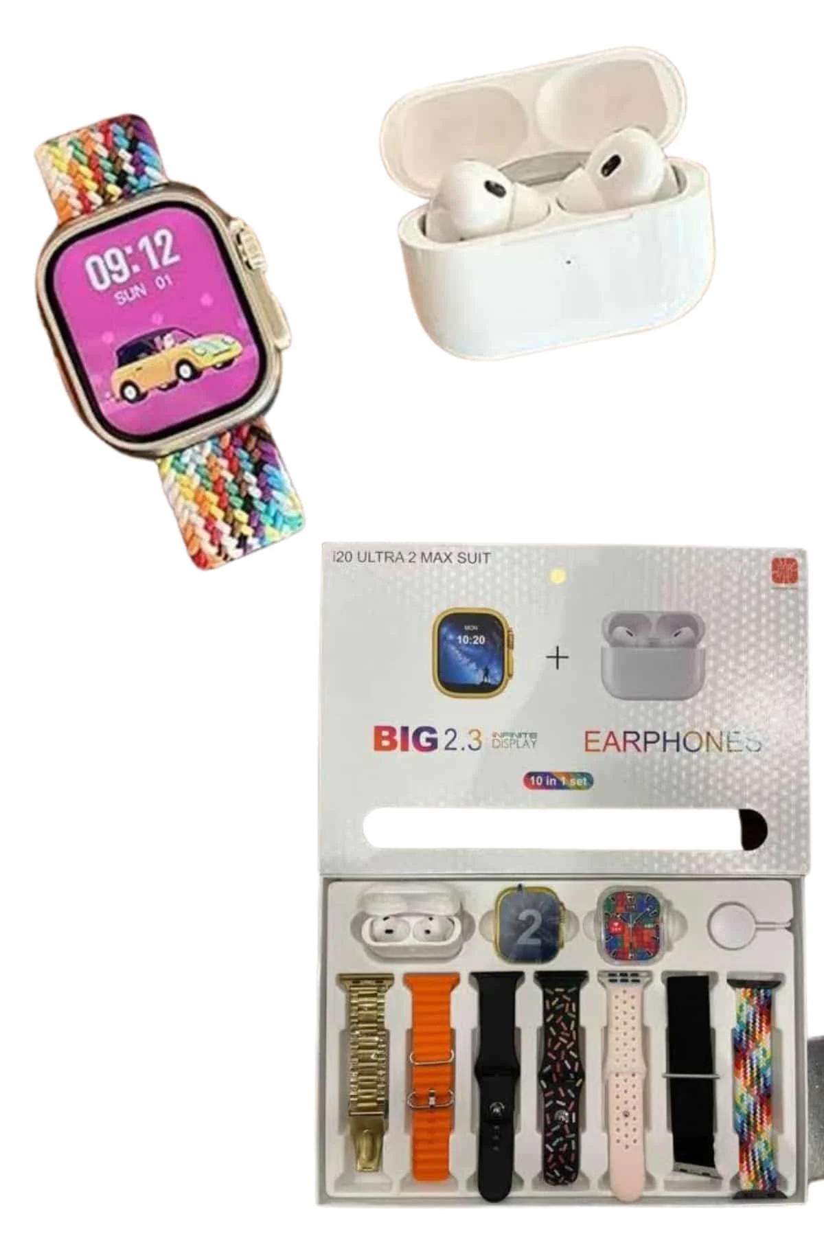 Akıllı Saat ve Air Pro Kulaklık 7 Kordonlu Çok Fonksiyonlu İkili 