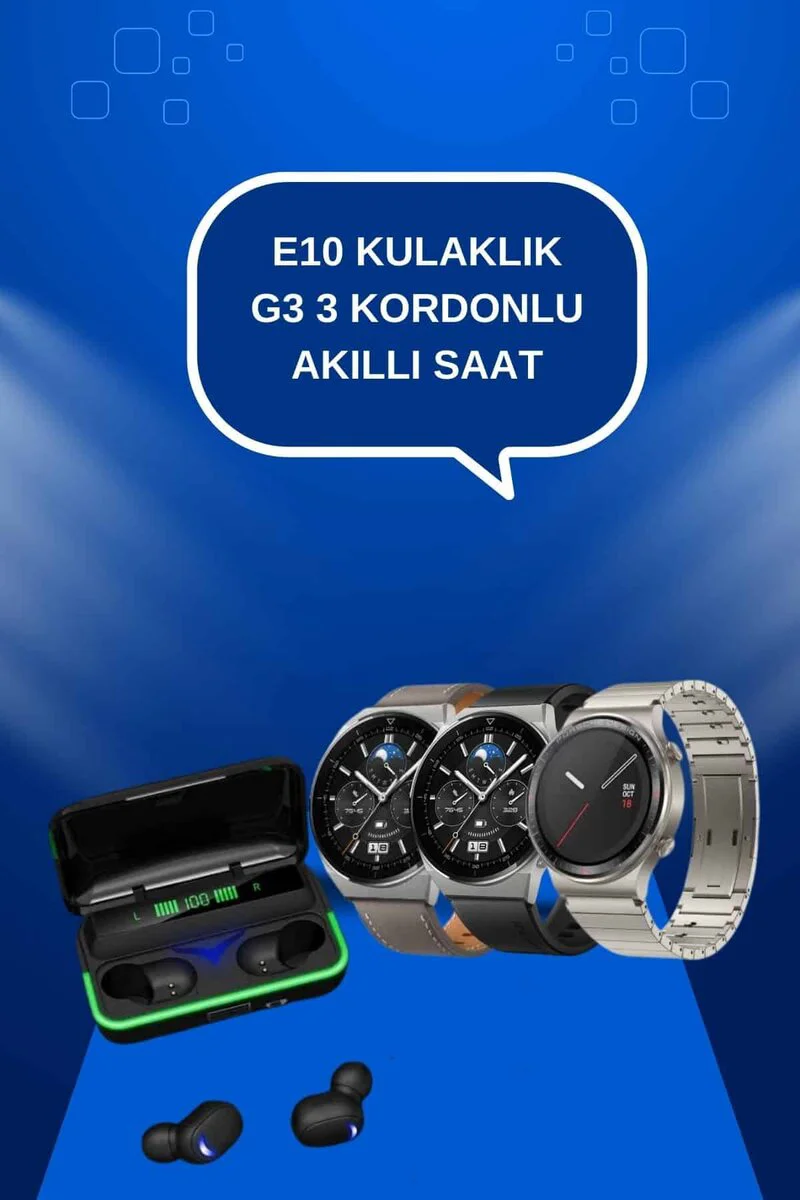 Akıllı Saat ve Bluetooth Kulaklık Seti - Titreşim Bildirimleri, Uyku Takibi ve Powerbank Kutusu