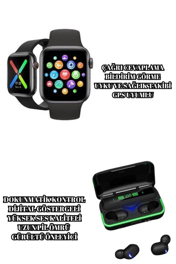 Akıllı Saat ve Kulaklık Seti Bluetooth Spor Modu Güç Bankalı E10