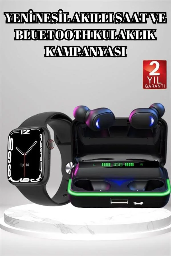Akıllı Saat ve Kulaklık Seti Bluetooth Spor Modu Güç Bankalı E10
