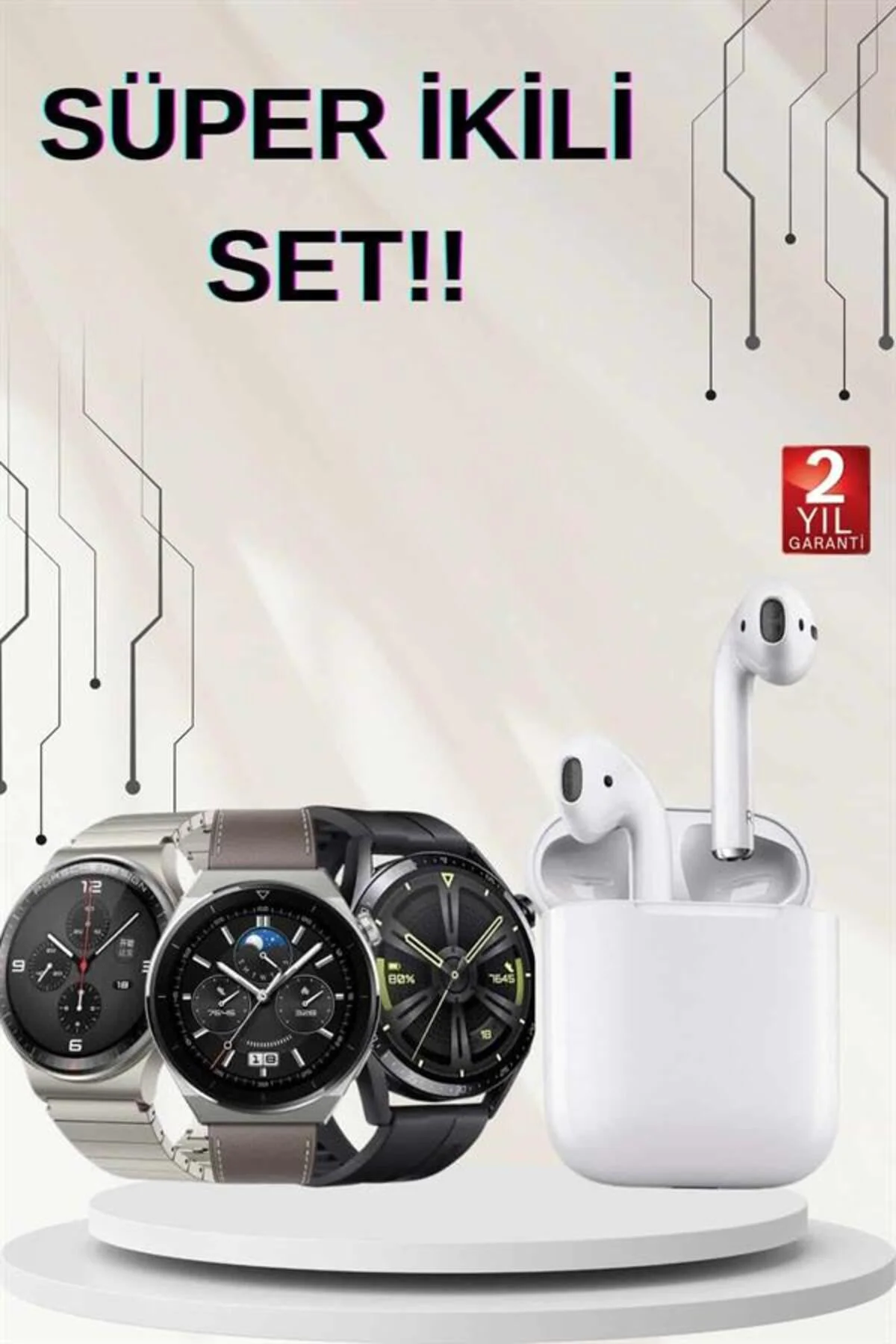 Akıllı Saat ve Kulaklık Seti Dokunmatik Ekran 5.0 Bluetooth Bağlantılı Sesli Görüşme Akıllı Saat ve Kulaklık Seti Dokunmatik Ekran 5.0 Bluetooth Bağlantılı Sesli Görüşme - Görsel 2