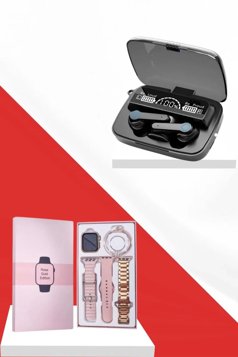 Akıllı Saat ve M19 Bluetooth Kulaklık Seti - 5.1 Gaming Kulaklık + Powerbanklı Akıllı Saat Hediye Paketi