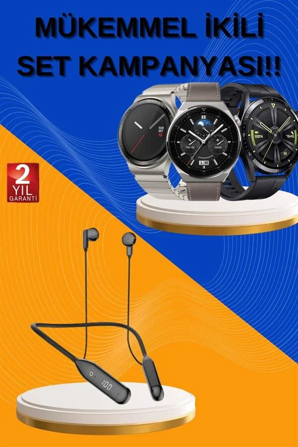 Akıllı Saat ve Mikrofonlu Bluetooth Kulaklık Seti - Titreşimli Alarm, 60 Saat Pil Ömrü