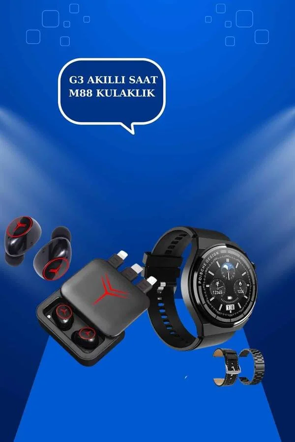 Akıllı Saat ve Powerbank Bluetooth Kulaklık 5.1 Stereo ANC Özellikli Paket