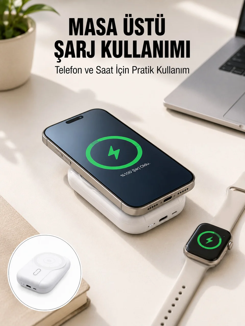 Akıllı Saat Ve Telefon Uyumlu 4 Ü 1 Arada Powerbank 10000 Mah Yeni Nesil - Lisinya Diğer