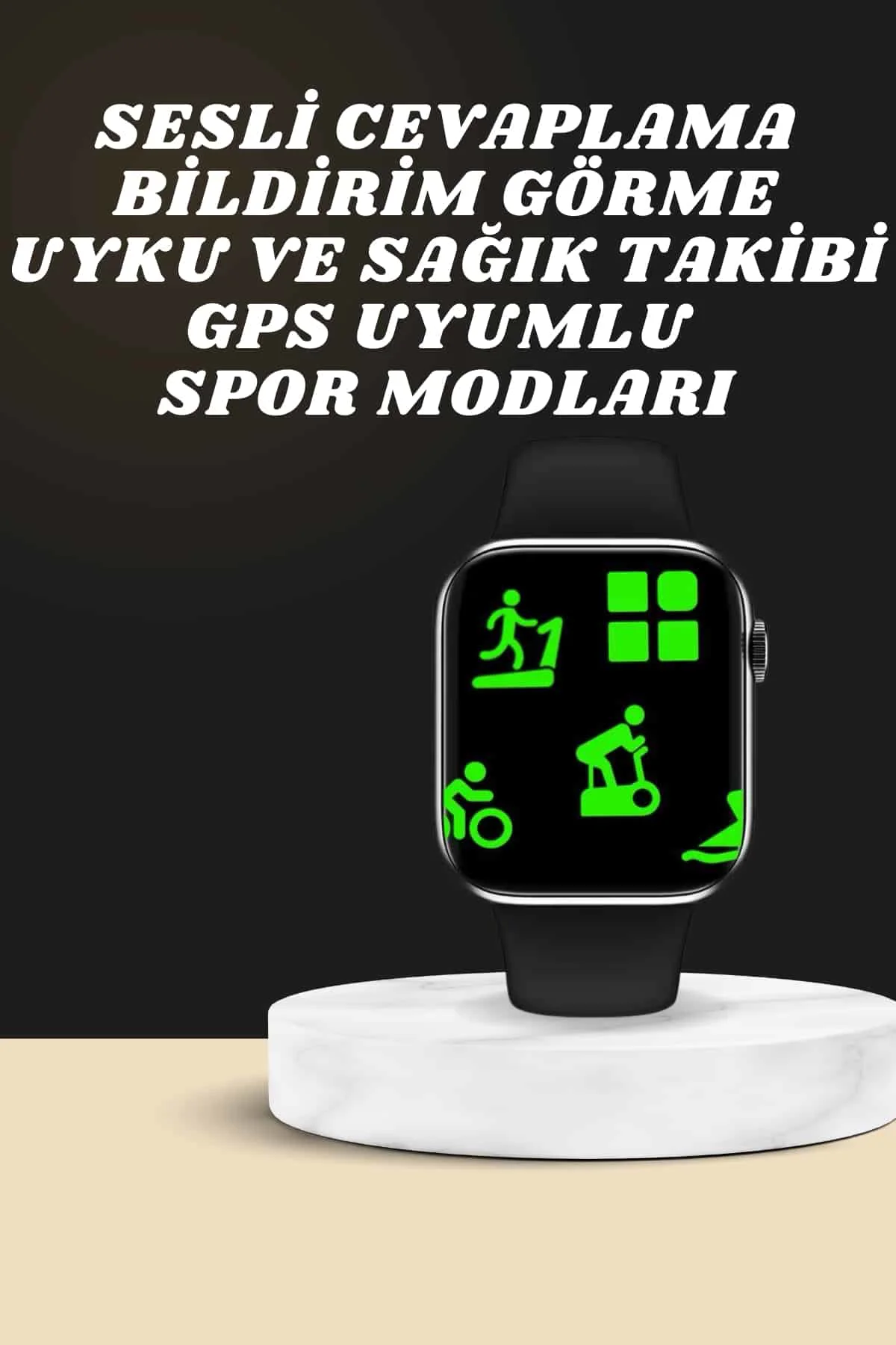 Akıllı Saat Wireless Şarj Yüksek Çözünürlüklü Müzik Dinleme Sesli Cevaplama