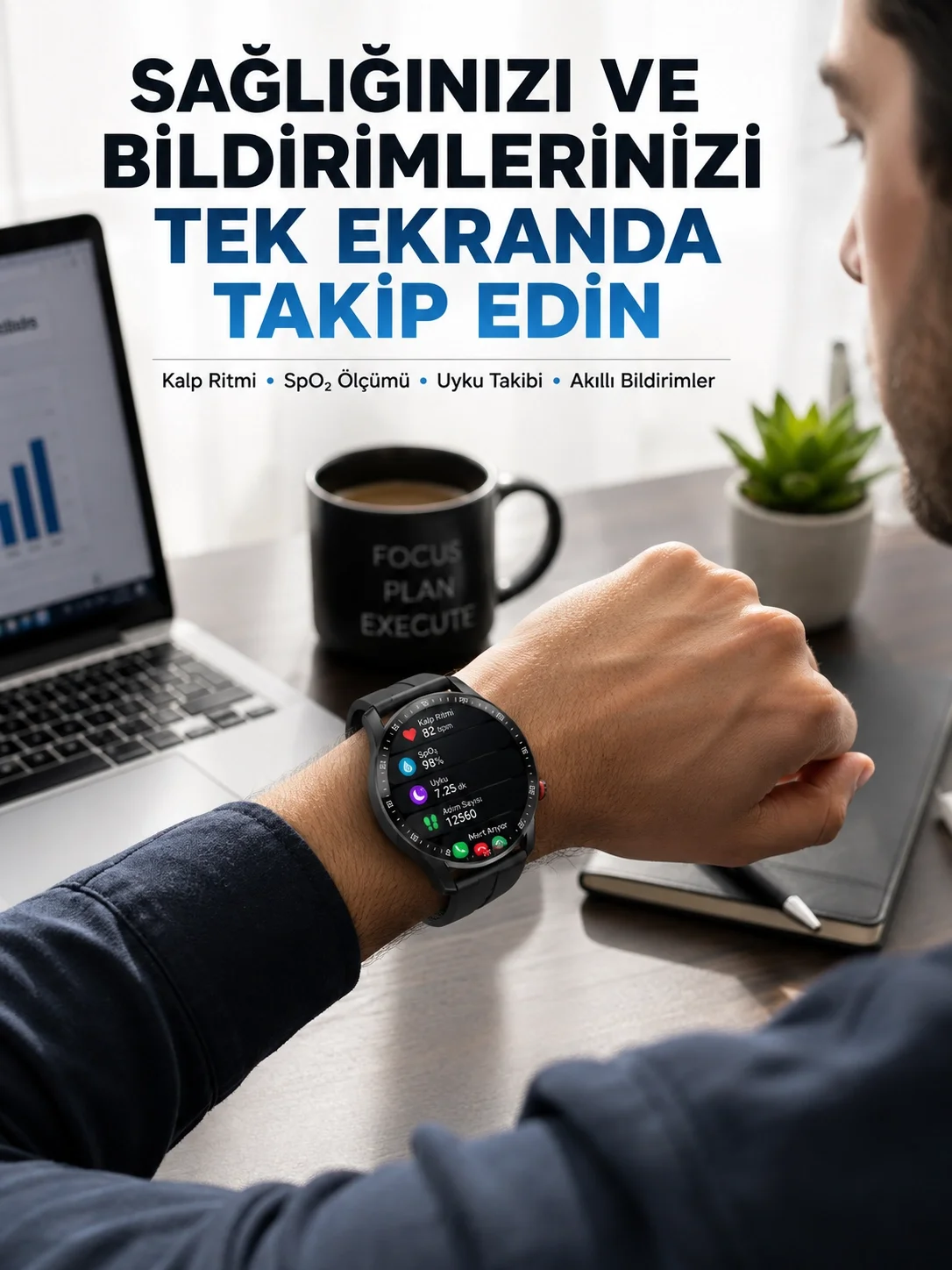 Akıllı Saat Yeni Model Sesli Asistan Bildirim Görme Bluetooth Bağlantılı Müzik Dinleme