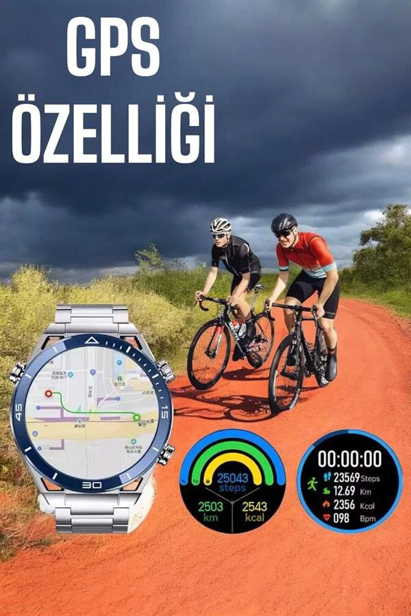 Akıllı Saat Yeni Nesil 2024 Model Metal Kordonlu Bluetooth Bağlantılı - 1.45'' AMOLED ve Uzun Pil Ömrü