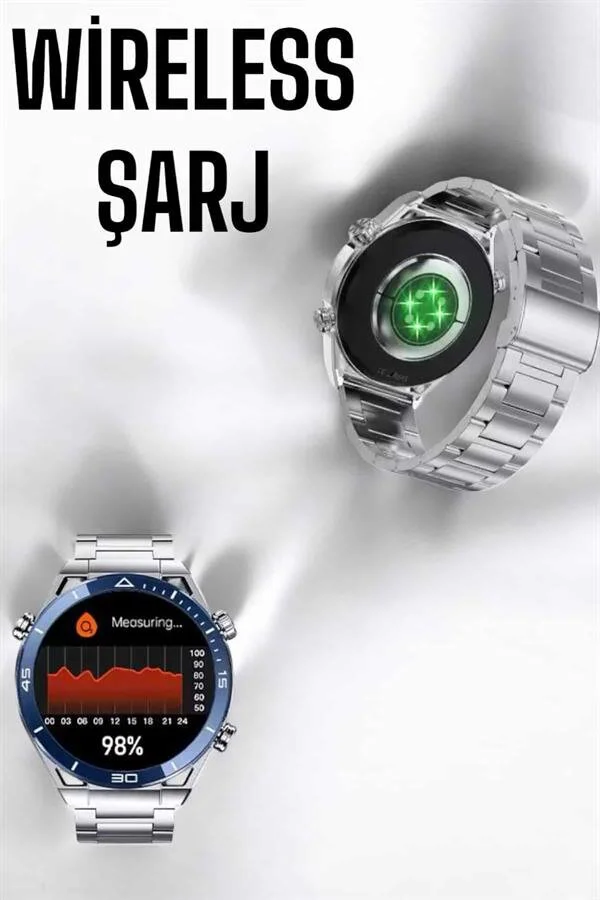 Akıllı Saat Yeni Nesil 2024 Model Metal Kordonlu Bluetooth Bağlantılı - 1.45'' AMOLED ve Uzun Pil Ömrü
