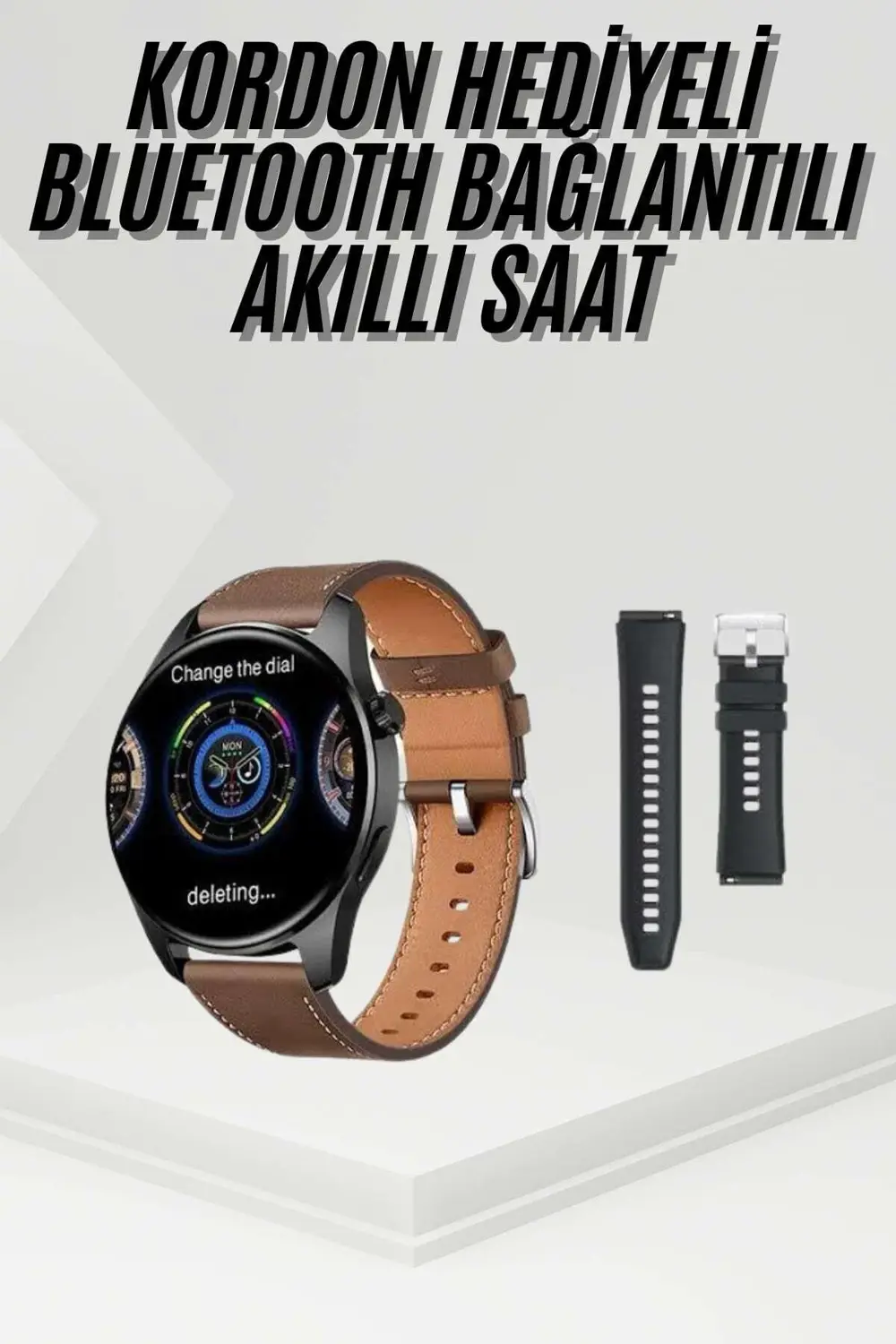 Akıllı Saat Yuvarlak Ekran Sesli Görüşme Özellikli Siyah Akıllı U