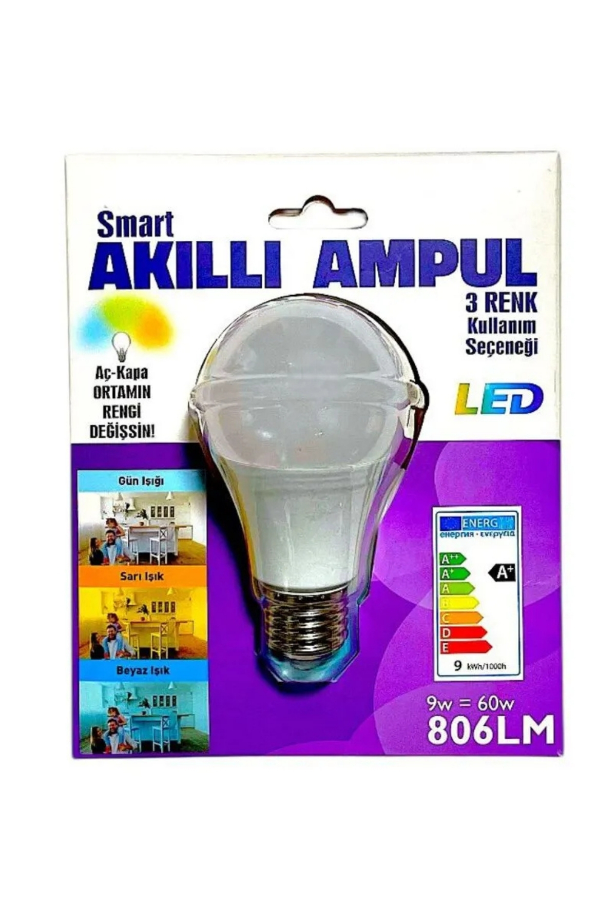 Akıllı Sarı Beyaz Gün Işığı Led Ampul A+ 806 Lümen Akıllı Sarı Beyaz Gün Işığı Led Ampul A+ 806 Lümen