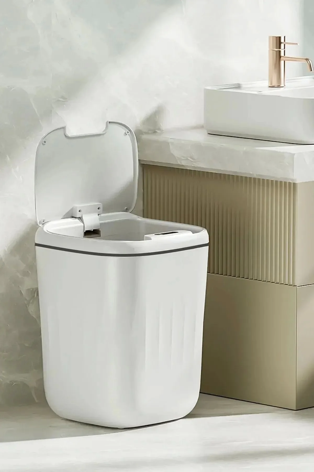Akıllı Sensörlü Çöp Kovası 20L - UV Işık Antibakteriyel &amp; Koku Geçirmez Otomatik Mutfak Ofis Banyo Kovası