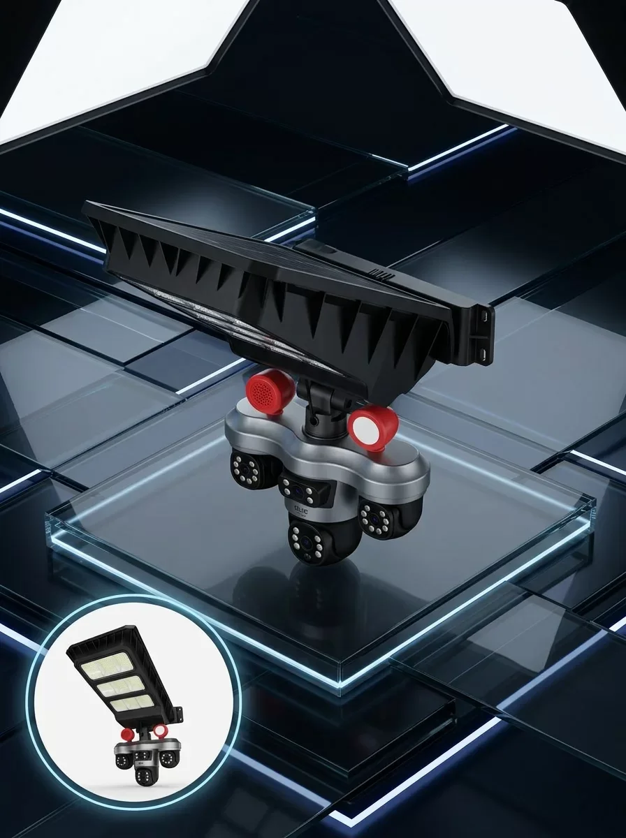 Akıllı Solar Güvenlik Kamerası 3 Lens Hareket Takip Özellikli Dış Ortam Kamera