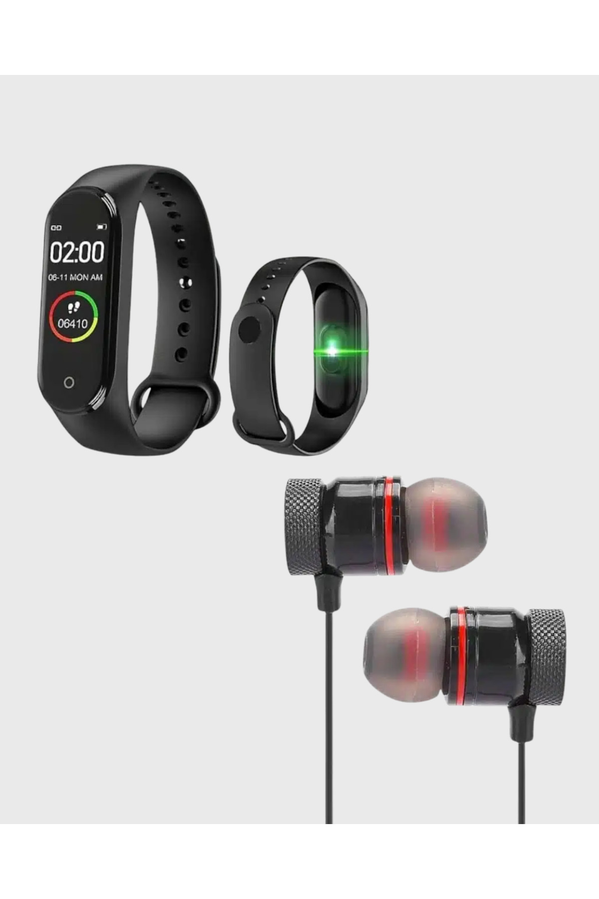 Akıllı Spor Bilekliği ve Gürültü Önleyici Bluetooth Kulaklık Seti