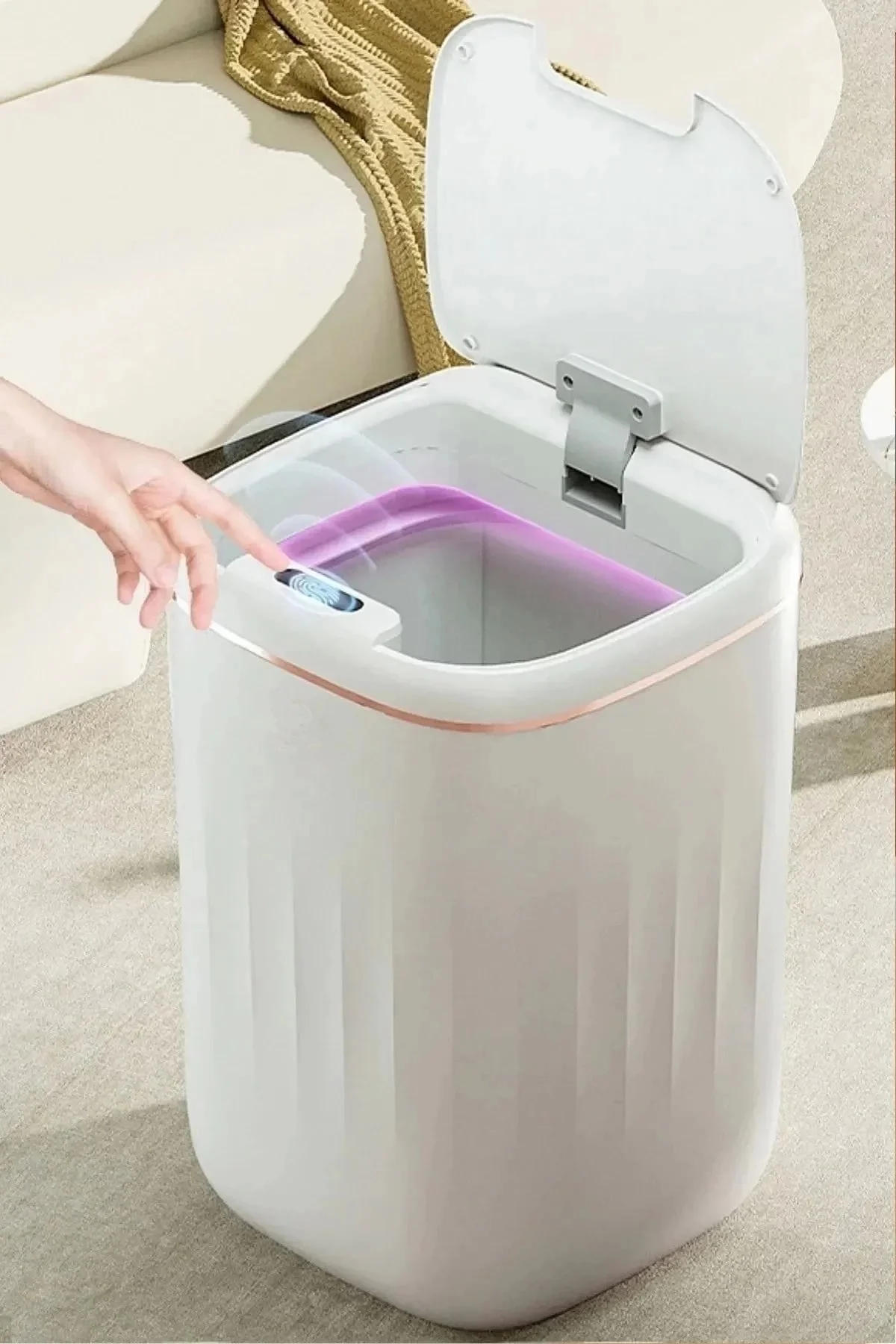 Akıllı Teknolojik Çöp Kutusu UV Işıklı Otomatik Aç Kapat Sensörlü Mutfak Banyo Ev 20L