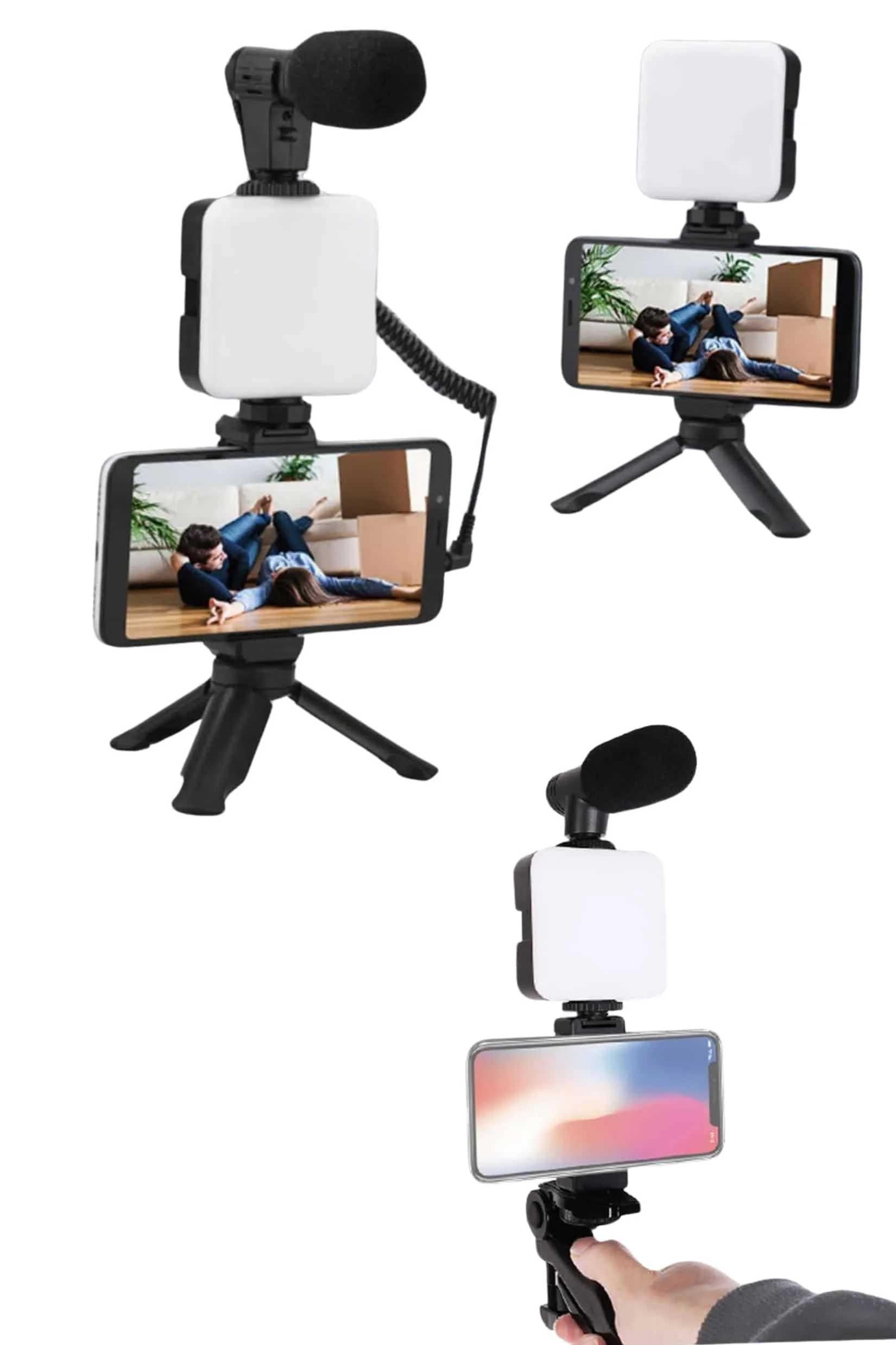 Akıllı Telefon Vlog Kiti Tripod Mini Mikrofonlu Telefon Tutucu Fiyatı, Yorumları ve Özellikleri