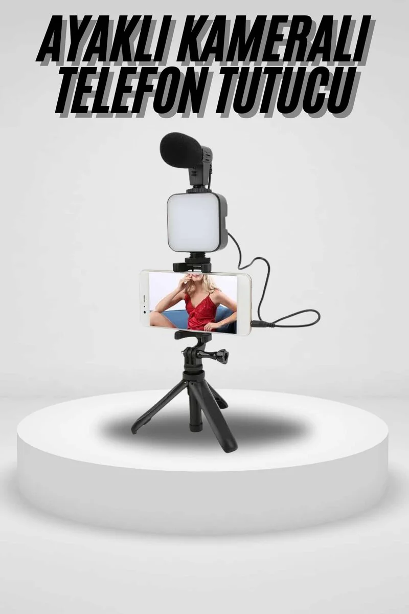 Akıllı Telefon Vlog Kiti: Tripod, Mini Mikrofon ve LED Işık ile Profesyonel Video Çekimi