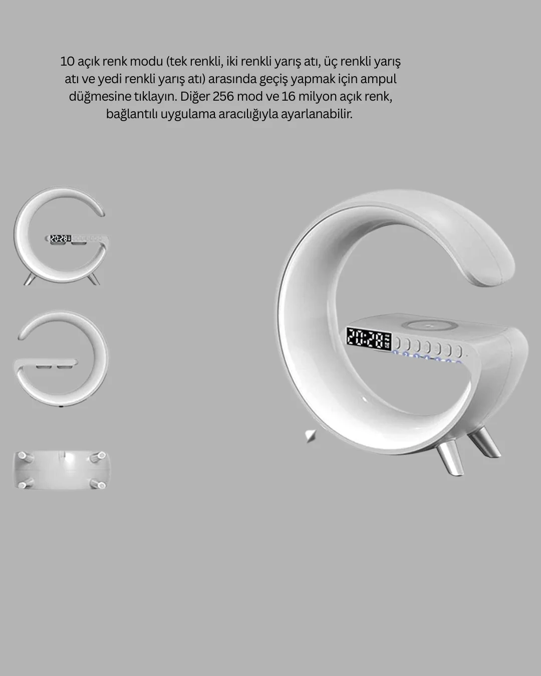 Akıllı Uyku Lambası Gündoğumu Alarmı Kablosuz Şarj ve Müzik Çalar