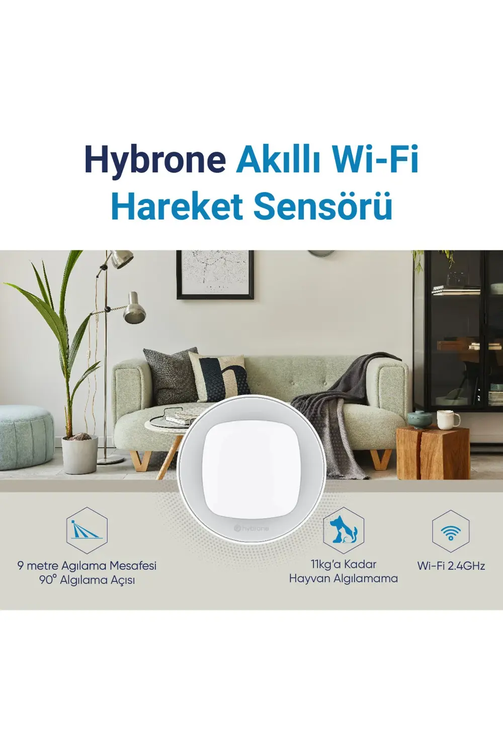 Akıllı Wi-fi Hareket Sensörü, Uzaktan Kontrol, 9 Metre Algılama M