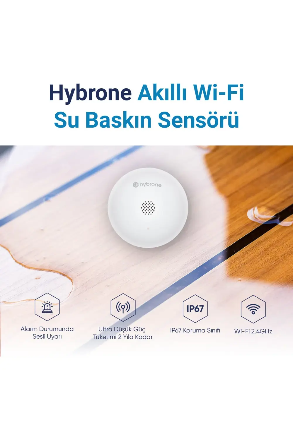 Akıllı Wi-fi Su Baskın Sensörü, Yüksek Sesli Anında Uyarı, Uygula