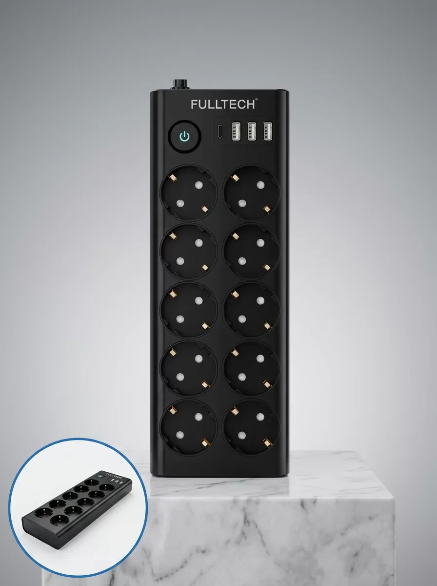 Akım Korumalı 10'lu Çoklu Priz USB-A ve Type-C Şarj Çıkışlı