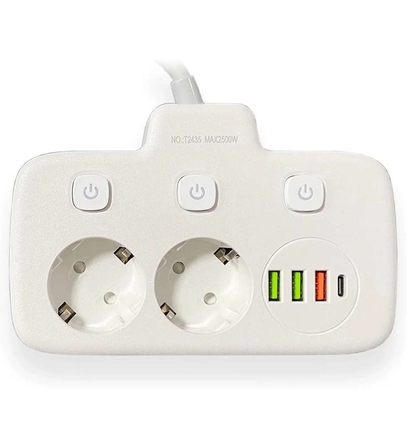 Akım Korumalı 2’li Ayrı Anahtarlı Priz, 2x Priz, 3x Usb, 1x Type-c, 2 Mt Kablo, Hızlı Şarj Akım Korumalı 2’li Ayrı Anahtarlı Priz, 2x Priz, 3x Usb, 1x Type-c, 2 Mt Kablo, Hızlı Şarj