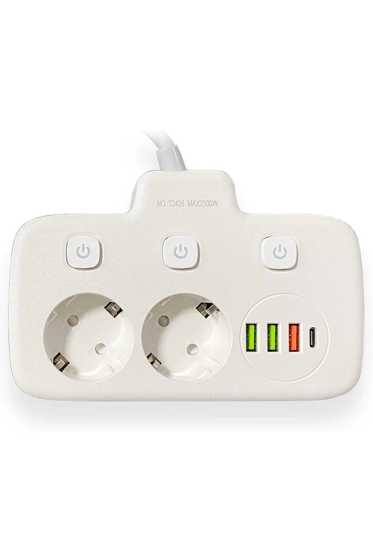 Akım Korumalı 2’li Ayrı Anahtarlı Priz, 2x Priz, 3x Usb, 1x Type-c, 2 Mt Kablo, Hızlı Şarj Akım Korumalı 2’li Ayrı Anahtarlı Priz, 2x Priz, 3x Usb, 1x Type-c, 2 Mt Kablo, Hızlı Şarj