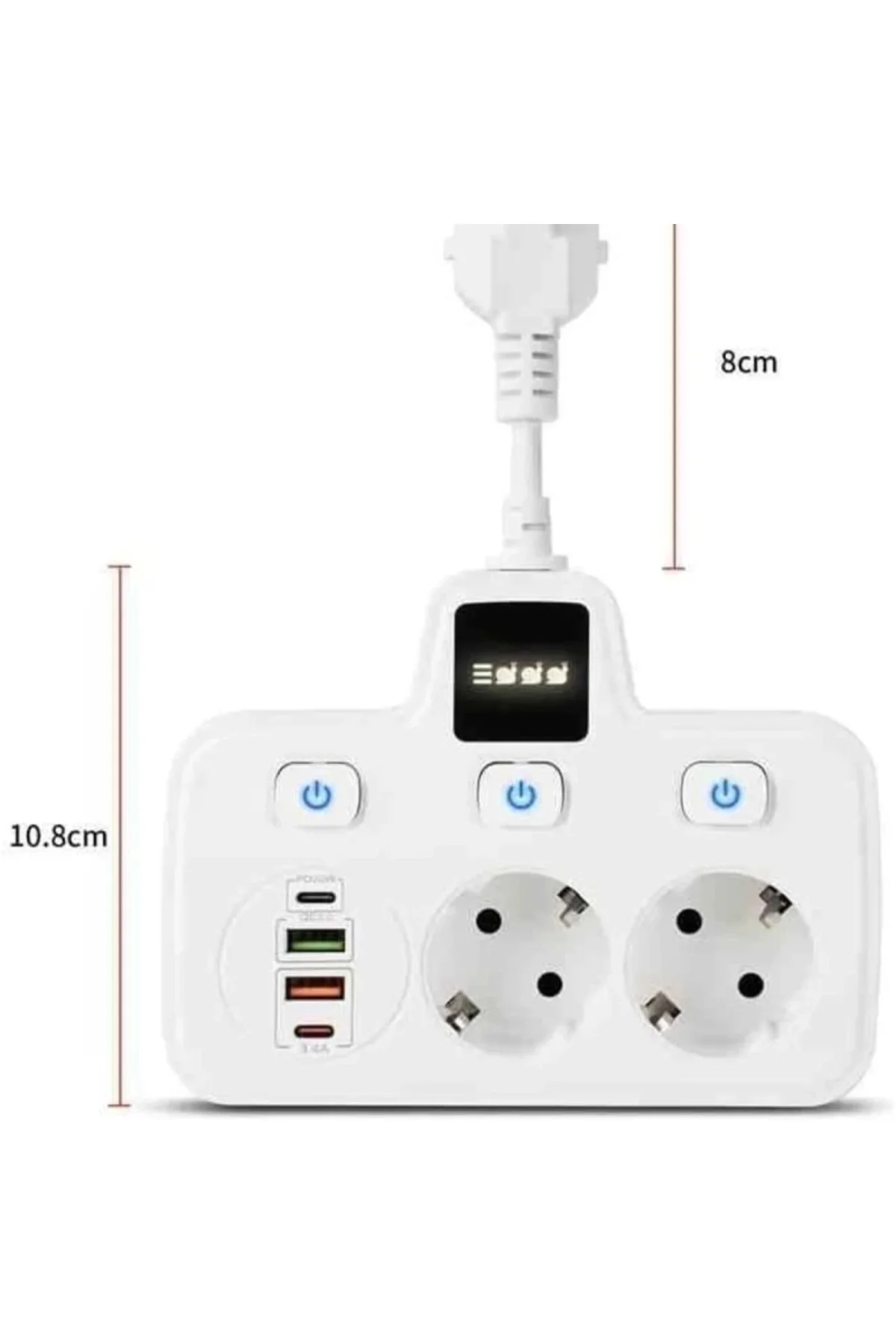 Akım Korumalı 2X Usb Ve 2X Type C Portlu 3 Anahtarlı İkili Priz Hızlı Şarj Özellikli Duvar