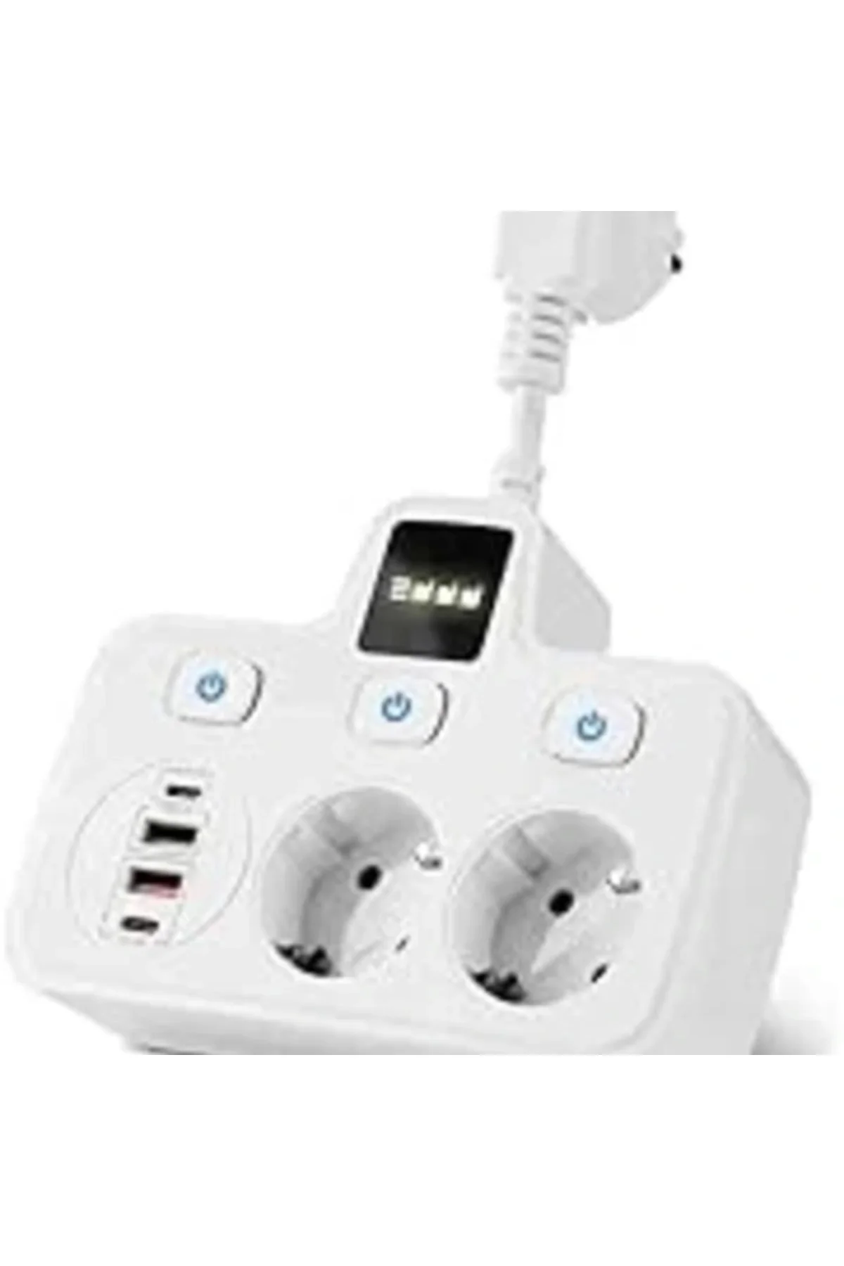Akım Korumalı 2X Usb Ve 2X Type C Portlu 3 Anahtarlı İkili Priz Hızlı Şarj Özellikli Duvar