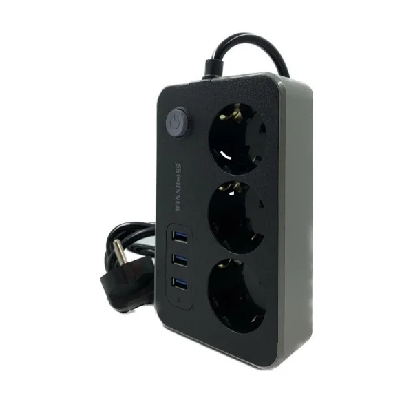 Akım Korumalı 3 Prizli 3 USB Girişli Uzatma Kablosu