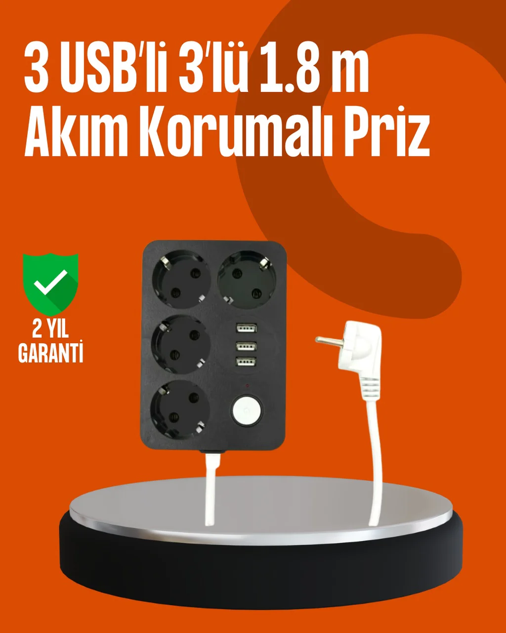 Akım Korumalı 3 Usb Portlu 4 Lü Priz 4.1a Hızlı Şarj Diğer