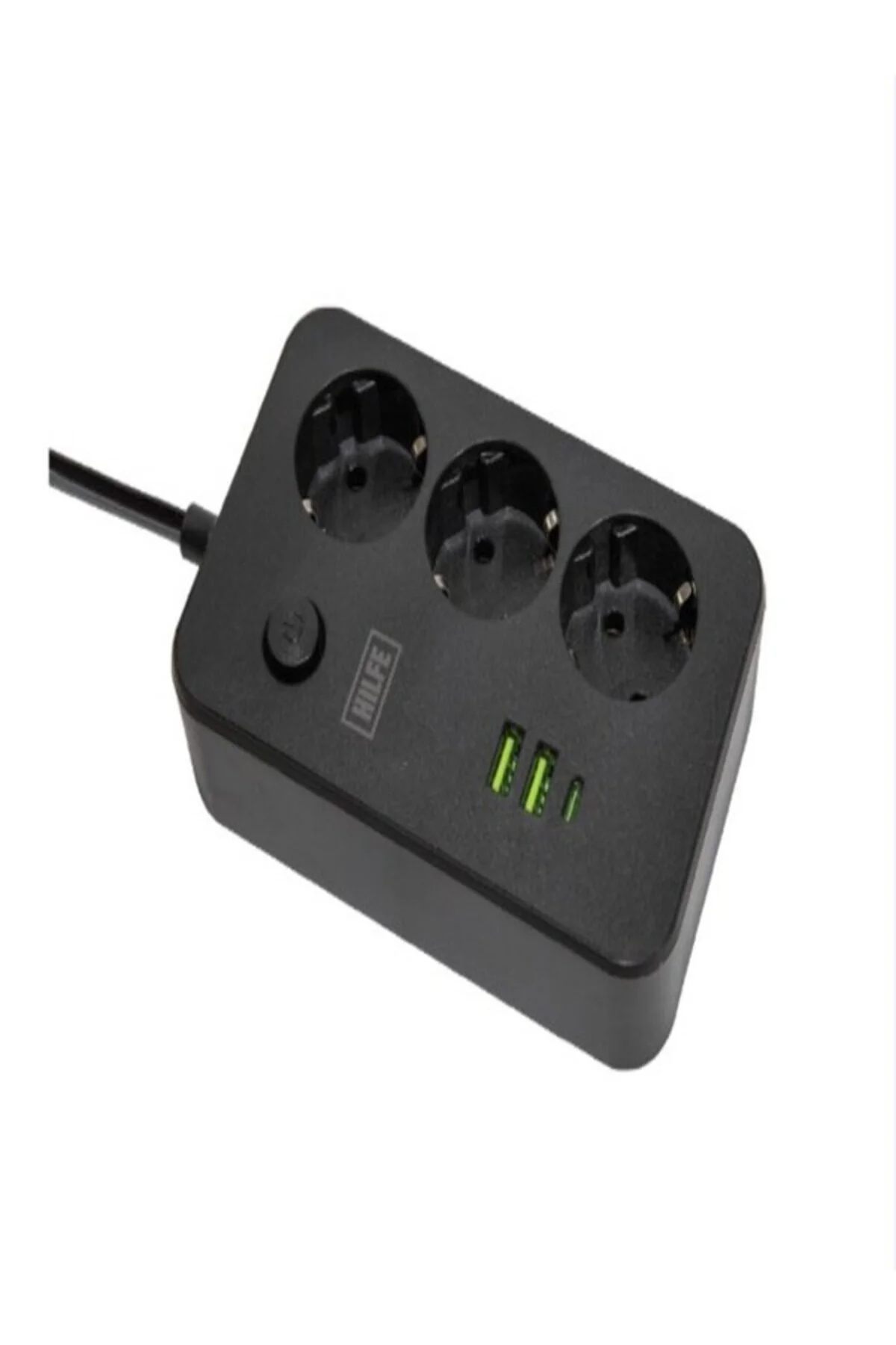 Akım Korumalı 3’lü Priz Çoklayıcı + USB – 2500W, On/Off Anahtarlı, Güvenli Kullanım