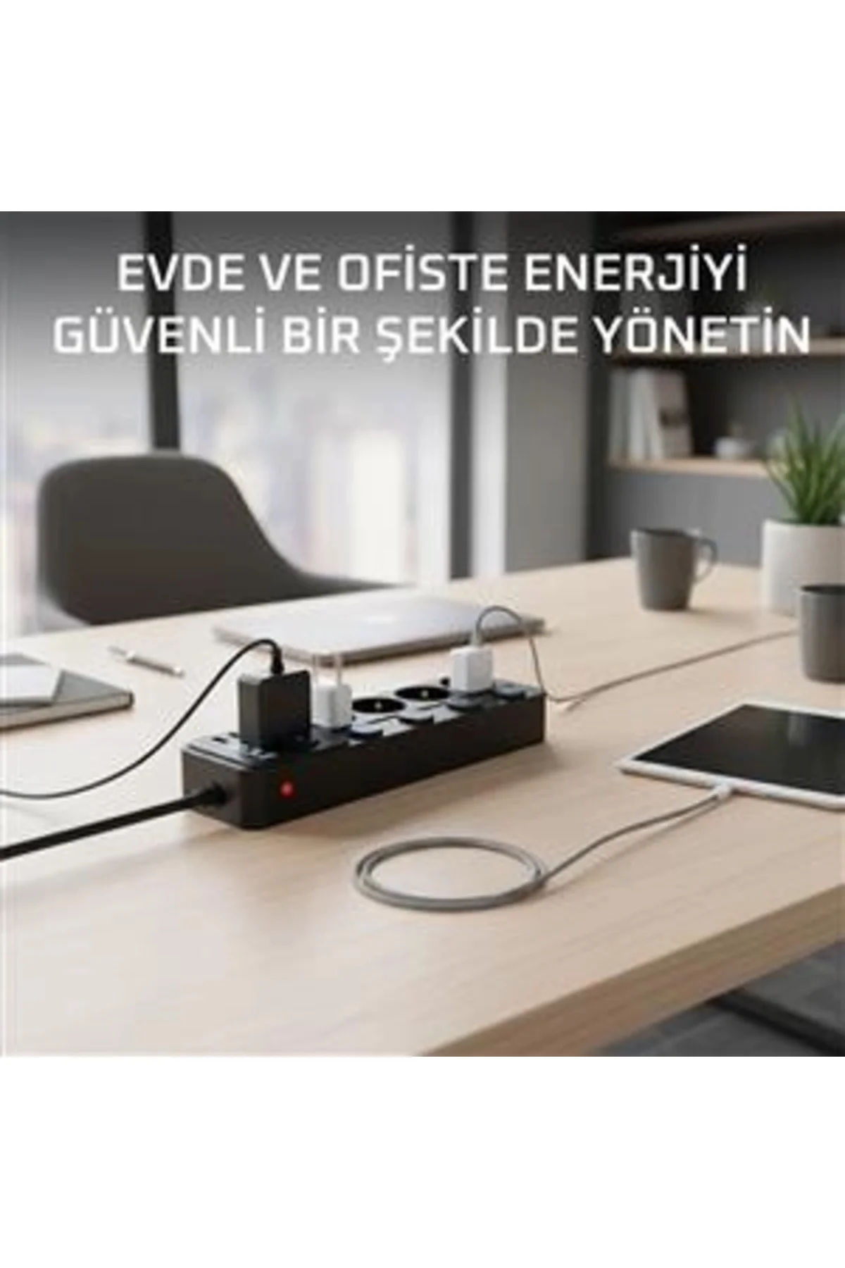 Akım Korumalı 4’lü Priz 2xUSB 2xType-C Çıkış Yüksek Gerilim Koruma Priz Çoğaltıcı Akım Korumalı 4’lü Priz 2xUSB 2xType-C Çıkış Yüksek Gerilim Koruma Priz Çoğaltıcı
