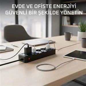 Akım Korumalı 4'lü Priz – 2x USB 2x Type-C Çıkışlı Yüksek Gerilim Koruma Priz Çoğaltıcı Fiyatı, Yorumları ve Özellikleri