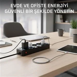 Akım Korumalı 4’lü Priz 2xusb 2xtype-c Çıkış Yüksek Gerilim Koruma Priz Çoğaltıcı Akım Korumalı 4’lü Priz 2xusb 2xtype-c Çıkış Yüksek Gerilim Koruma Priz Çoğaltıcı