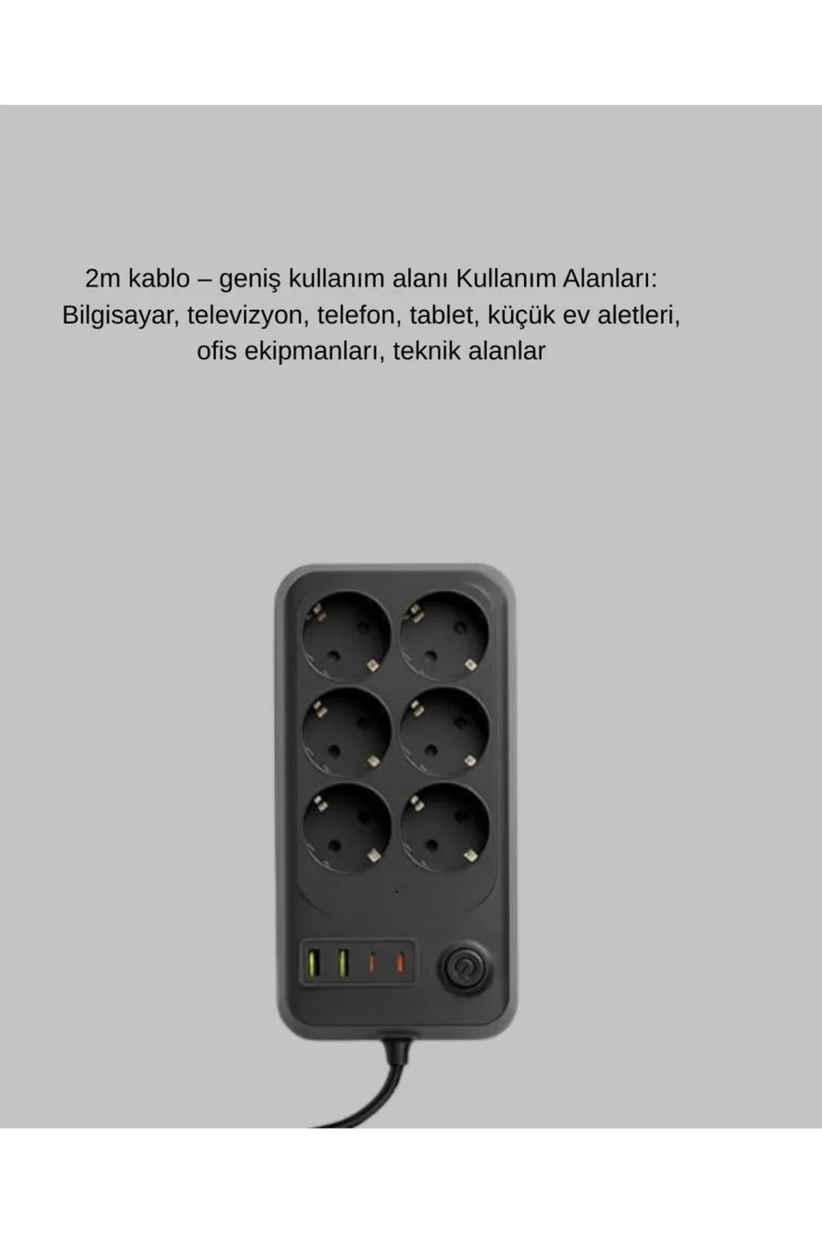 Akım Korumalı 6’lı Priz 2xusb 2xtype-c Çıkış Yüksek Gerilim Korum