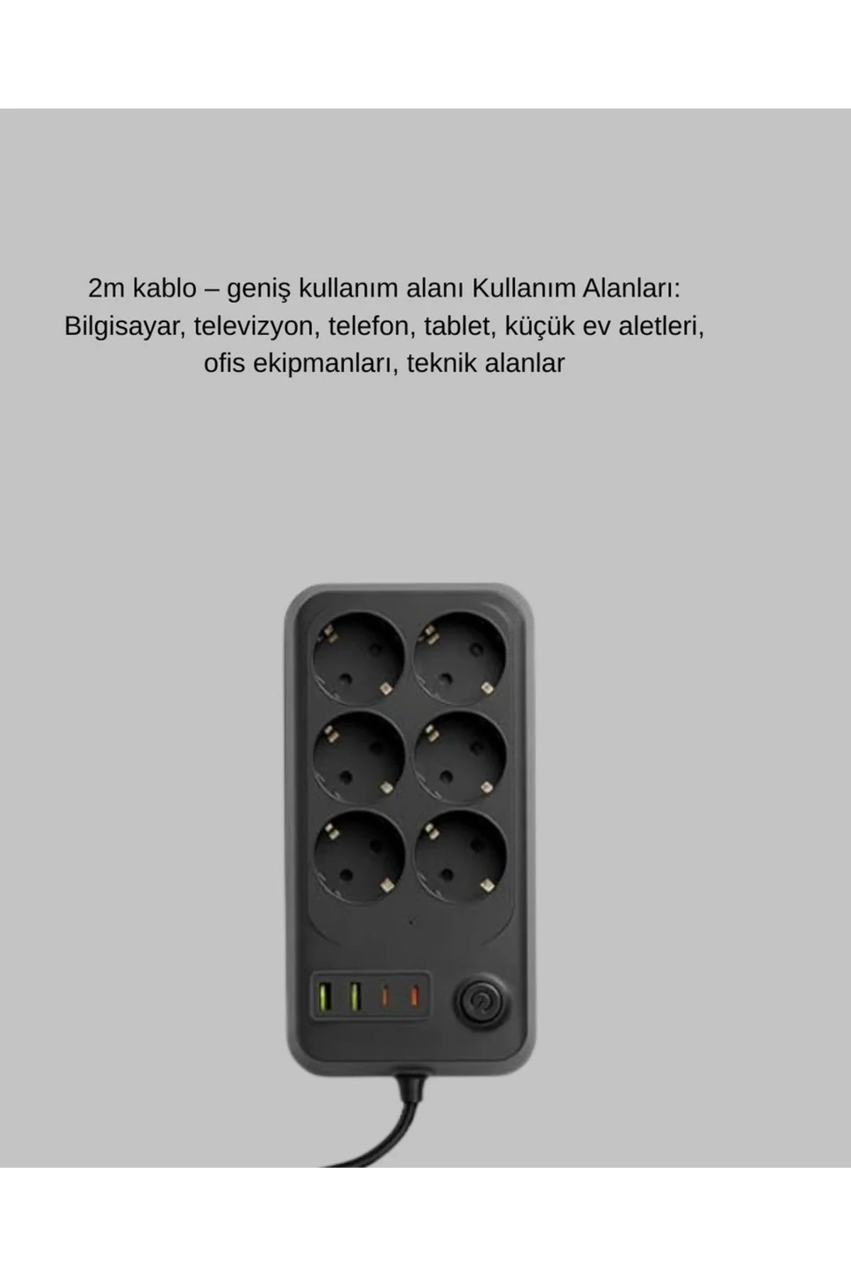 Akım Korumalı 6’Lı Priz 2Xusb 2Xtype-C Çıkış Yüksek Gerilim Koruma Çoklu Priz Çoğaltıcı Akım Korumalı 6’Lı Priz 2Xusb 2Xtype-C Çıkış Yüksek Gerilim Koruma Çoklu Priz Çoğaltıcı - Görsel 4