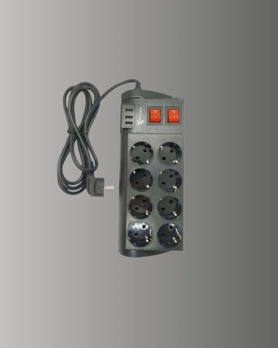 Akım Korumalı 8’li Priz 3 USB Uzatma Kablosu - Isıya Dayanıklı 4000W Güvenli Çözüm
