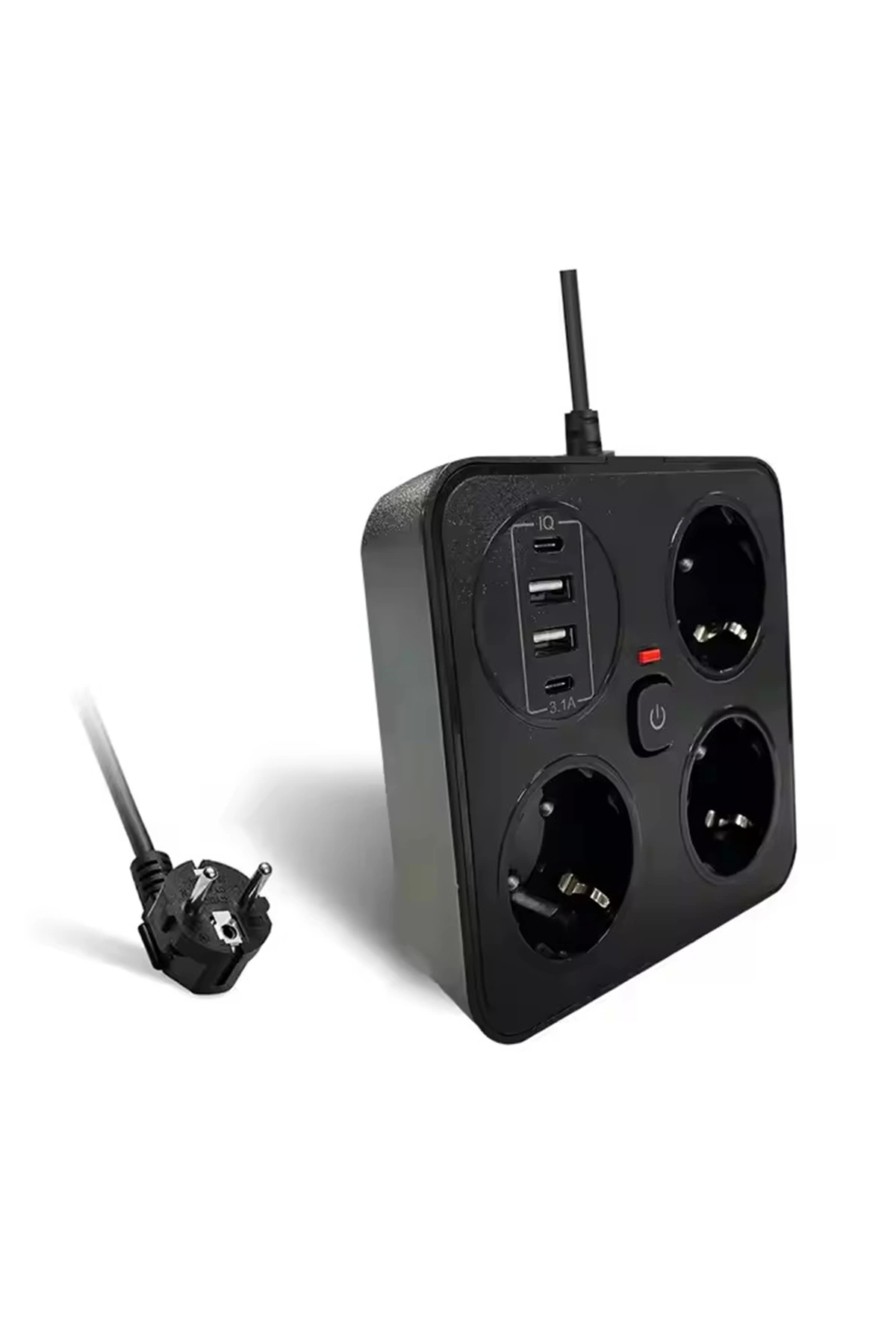 Akım Korumalı Anahtarlı Priz - 3x Priz - 2x Usb - 2x Type-c - 2 M
