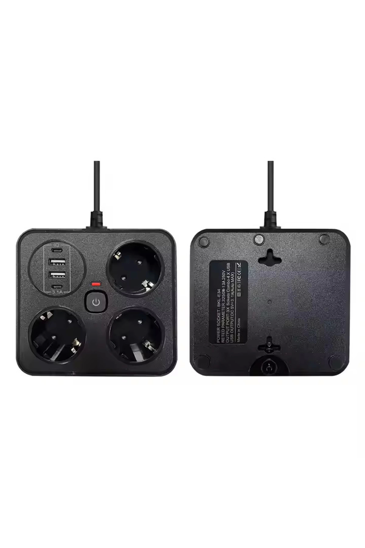 Akım Korumalı Anahtarlı Priz - 3x Priz - 2x Usb - 2x Type-c - 2 M