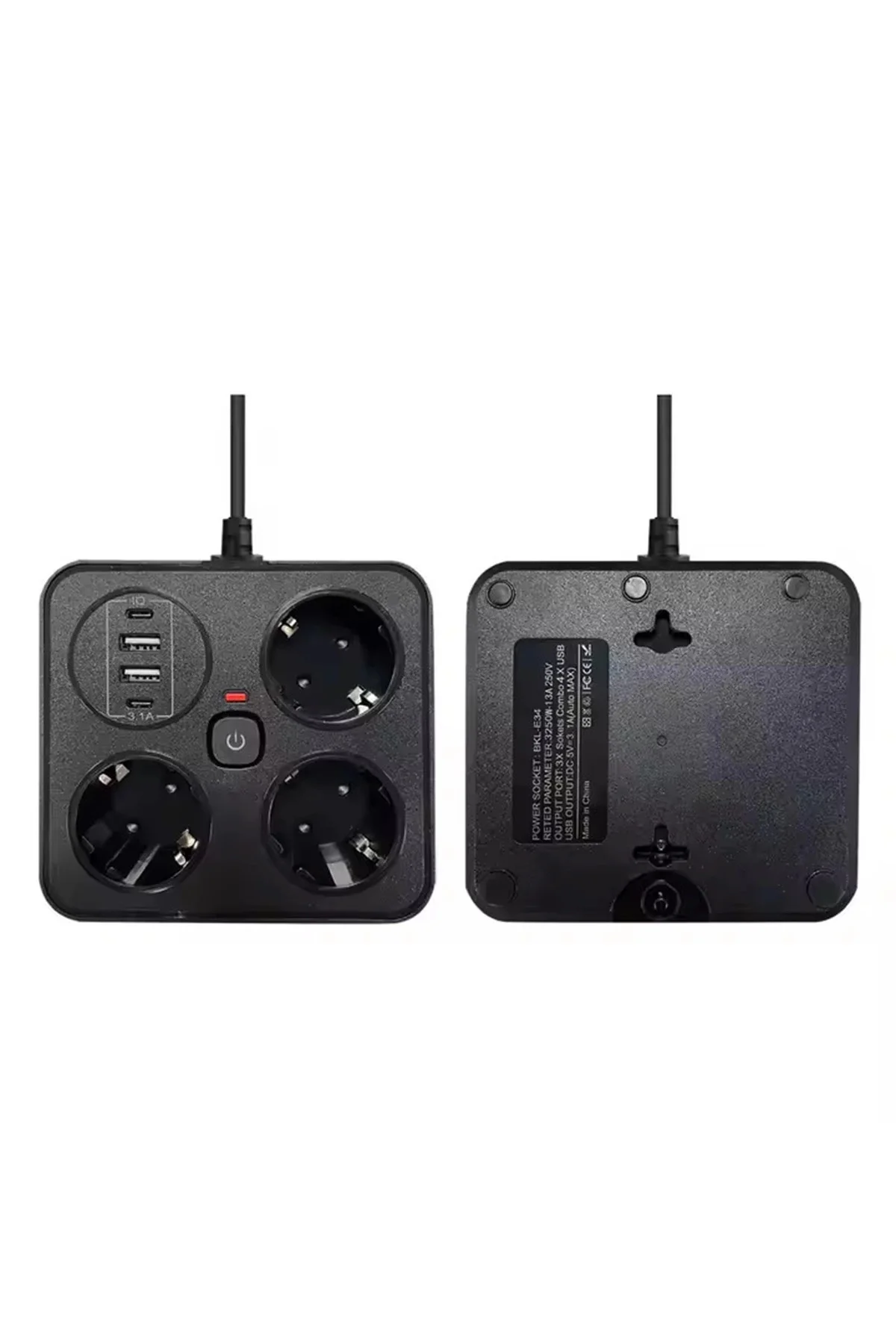 Akım Korumalı Anahtarlı Priz - 3x Priz - 2x Usb - 2x Type-c - 2 M
