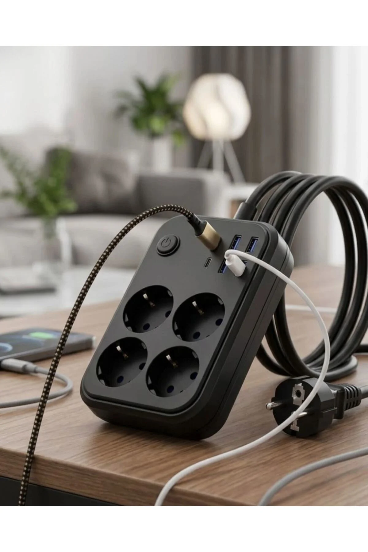 Akım Korumalı Çoklu Priz 4 Usb 2 Type C 4 Priz Güvenli Ve Hızlı Ş